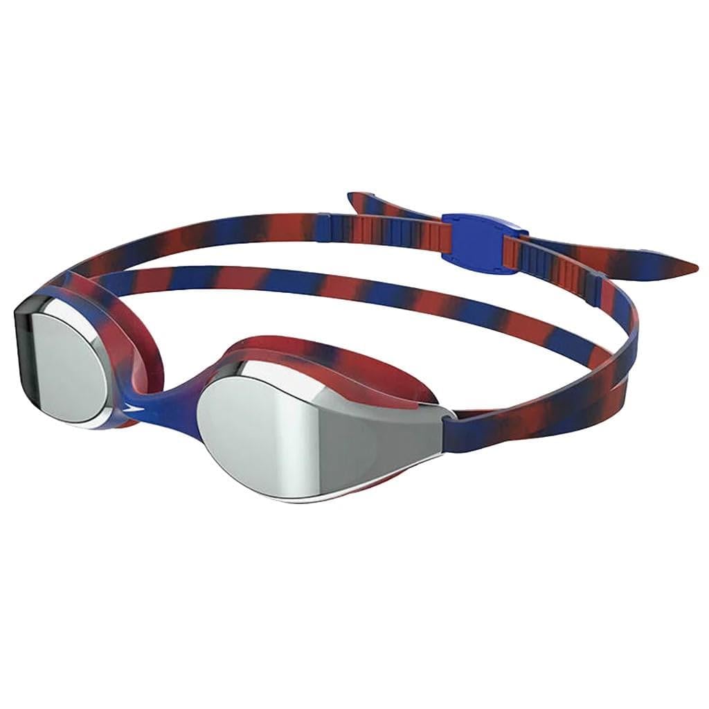 Speedo Unisex-Youth Hyper Flyer Swimming Goggles| Comfortable Fit | Adjustable Design | Anti-fog | Anti-leak Goggles, Sna Navy/Red, One Size