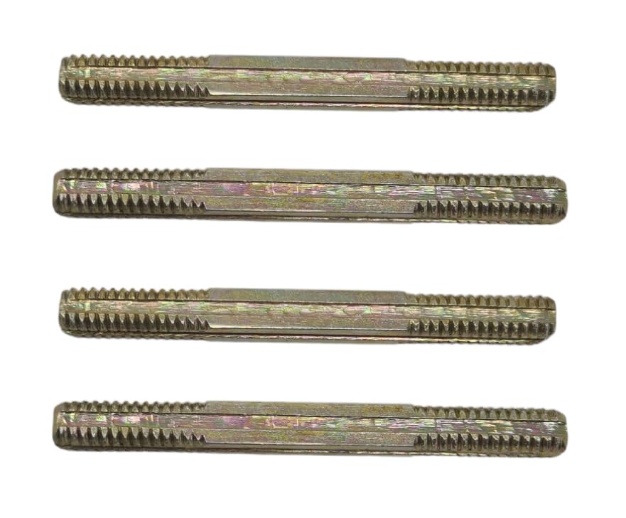 fiXte Replacement Spare Door Handle Threaded Spindle Bar 7mm x 79mm Pack (4), Yellow Zinc, 79 x 7mm