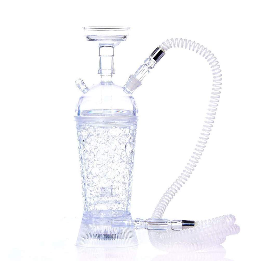 Acryl Shisha Set mit LED Licht, Shisha LED Shisha Set, Sheesha Metall Kopfhalter mit Silikonkopf und buntes LED Licht für den Rauchgenuss,Clear