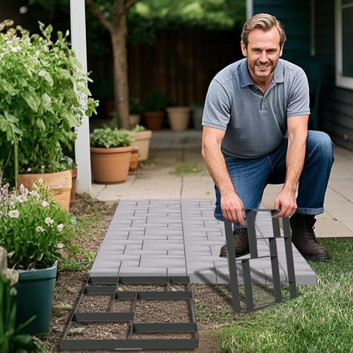 Miniatura 7 de Fivmen 2 Moldes Para Pavimento, Molde Para Pavimento, 8 Cámaras, Diy Jardín, Hormigón, Encofrado, Adoquines, Pintura De Plástico, Placas De Acera, Cuadrado 01