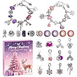 Schmuck Adventskalender 2025 Kinder Mädchen DIY Adventskalender Schmuck Damen 24 Füllung Armband Halskette Weihnachtskalender Frauen Weihnachten Geschenke Für Mädchen 7 8 9 10 11 12 Jahre (Lila)
