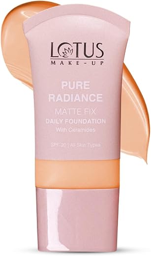 Lotus Make-Up Pure Radiance Matte Foundation - 01 Soft Vanilla | Infused with Ceramides | Sheer Coverage | Matte Finish | ...