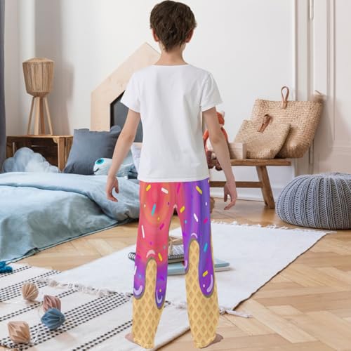 Boy's Pants Pink Red Ice Cream Jogger Pants Elastic Waist Long Bottoms Trousers with Pockets 6-14 Years3