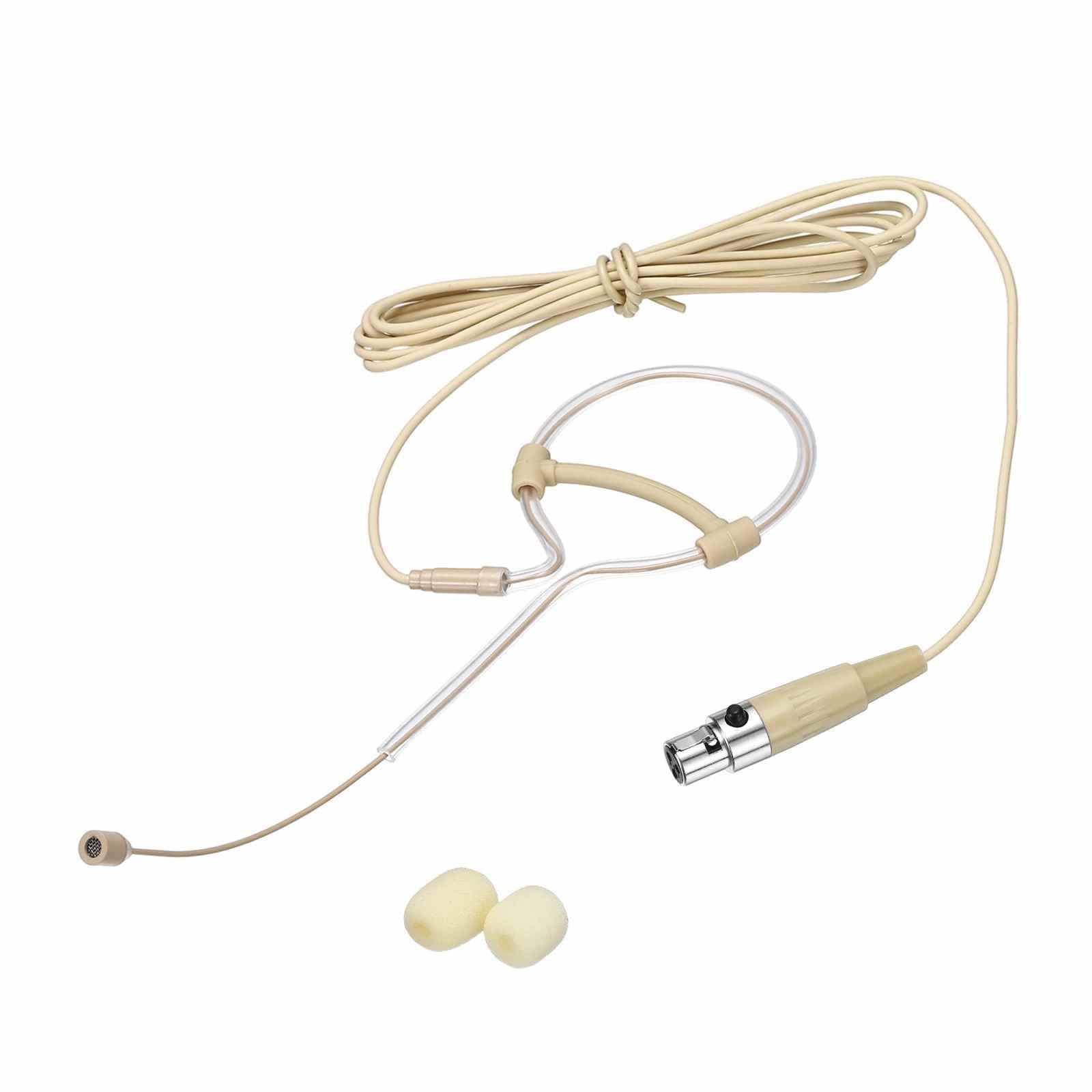MECCANIXITY Ear Hook Headset Microphone, Single Over Ear Set Hanging Omnidirectional Wired Audio Condenser Microphone Headset with Mini XLR 3 Pin TA3F Plug 3.9ft Cable, Beige