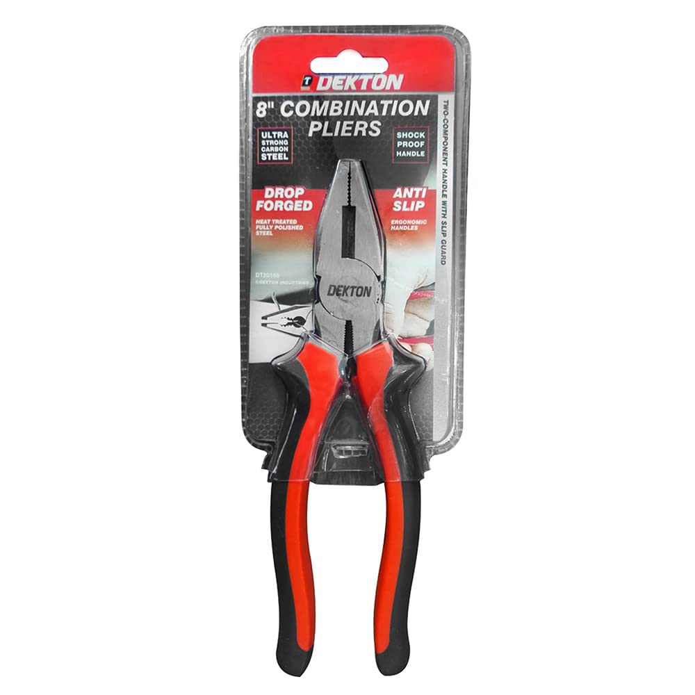 Dekton 8" Combination Pliers-Versatile Hand Tool for Cutting Gripping, Twisting, Black/Red, 8-inch - Image 2