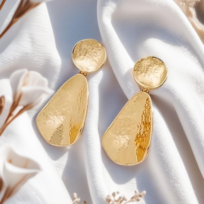 Womens Gold and Silver Mixed Metal Geometric Chunky Dangle Earrings 18k Gold Plated Trendy Silvery Two-Tone Long Lasting Minimalist Fashion Jewelry (golden) - image 5