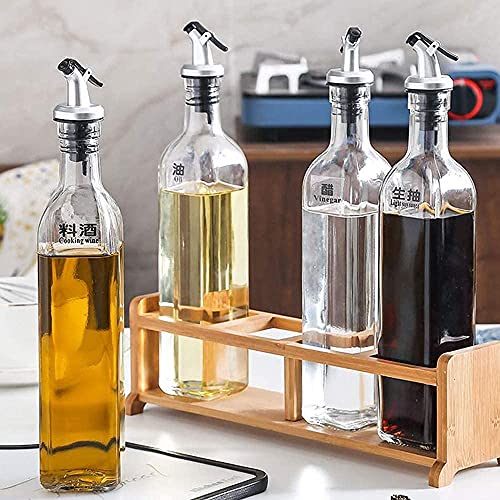 Dispensadores de cocina de vidrio Msuiiixcccc con elegante soporte de madera 2