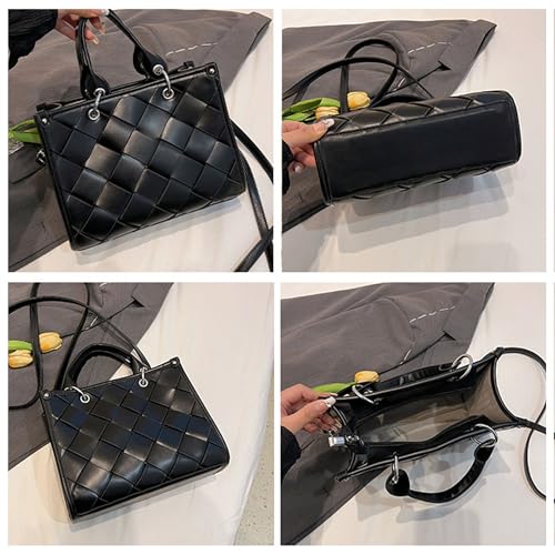 Woven Tote Bag for Women Vegan Leather Top Handle Summer Beach Purses and Handbags Handmade Shoulder Bag Crossbody3