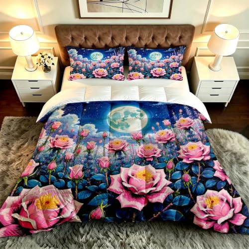 Edredón nórdico suave para cama de 90 a 135 lavable con estampado de rosas 2