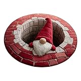 Generisch Fußmatte Weihnachten, 3D Illusion Teppich Rund Weihnachtsdeko, Lustige Rugs for Living Room, rutschfeste Fussmatte Innen Wohnzimmer Küche Badezimmer