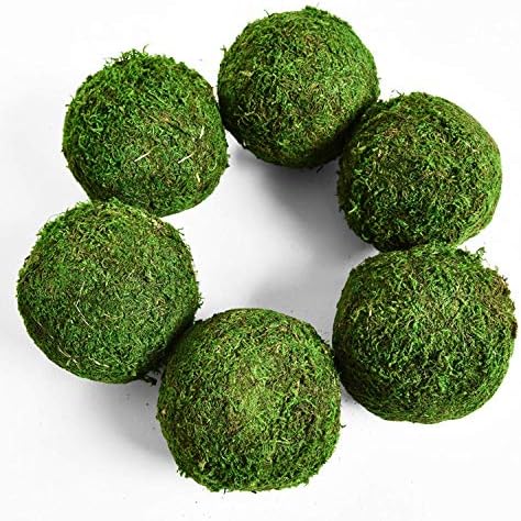 Vumdua Moss Ball, Natural Decorative Green Globes with Handmade, Hanging Balls Vase Bowl Filler for Home Party &Weddings Display Decor Props (3.5"-Set of 6)