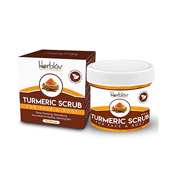 Herblov-Cleansing-Turmeric-Face-Scrub-Skin-Brightening-Facial-Mask-with-Turmeric-Natural-Turmeric-Face-Mask-Acne-Treatment-Detox-Clay-Face-Mask--Exfoliating-Boosts-Circulation-Removes-Toxins Herblov Cleansing Turmeric Face Scrub - Skin Brightening Facial Mask with Turmeric - Natural Turmeric Face Mask Acne…