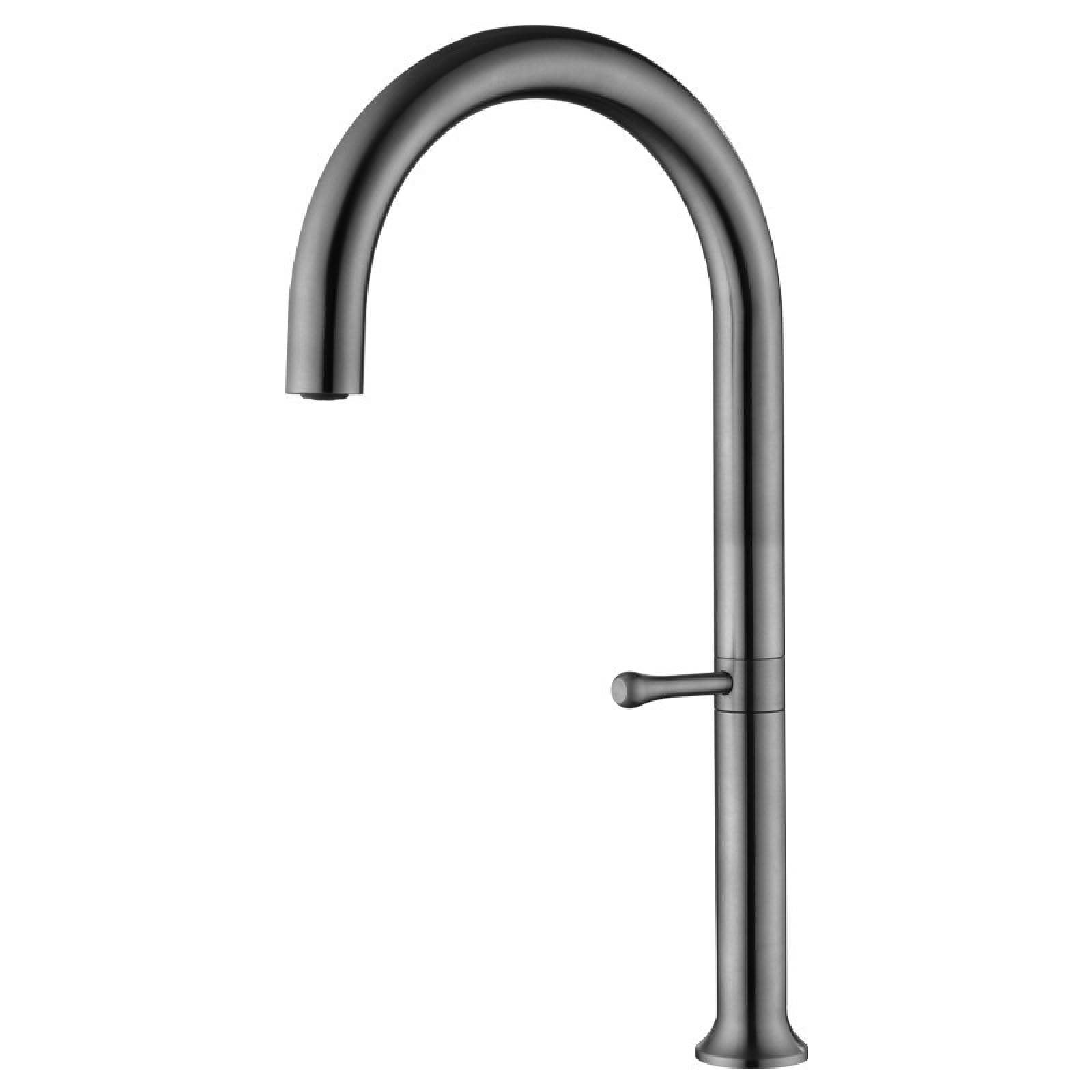 Fanjubei Pvd Gun Ash 304 Stainless Steel Kitchen Large Curved Hot And Cold Water Faucet, Gunpowder Gray