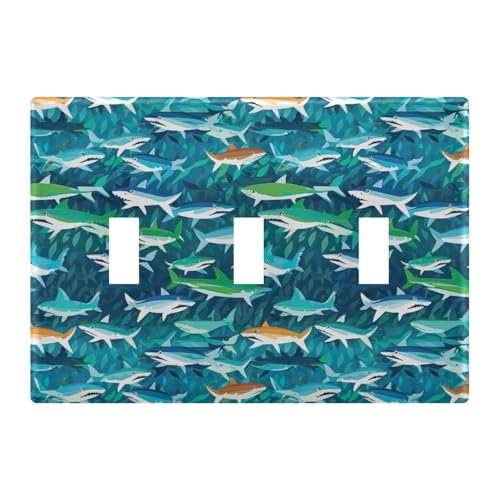 Light Switch Cover Shark Wall Plates for Electrical Outlets 3 Gang 202a8626