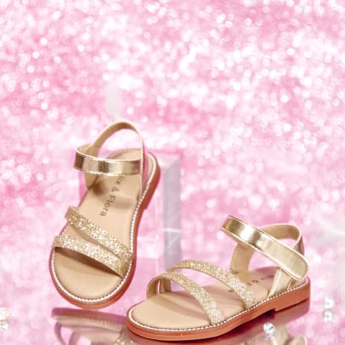 Image of Felix & Flora Toddler Girl Sandals - Little Girl Easter Dress Shoes Lightweight Open Toe Beach Holiday Flats