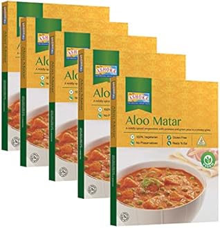 Ashoka Instant Meals 1932, All-Natural Vegan Potatoes & Peas, Kosher Certified Microwaveable Meals, Ready to Eat Indian Food, Aloo Matar, Flavorful Lunch Meal, No Preservatives, Pack of 10
