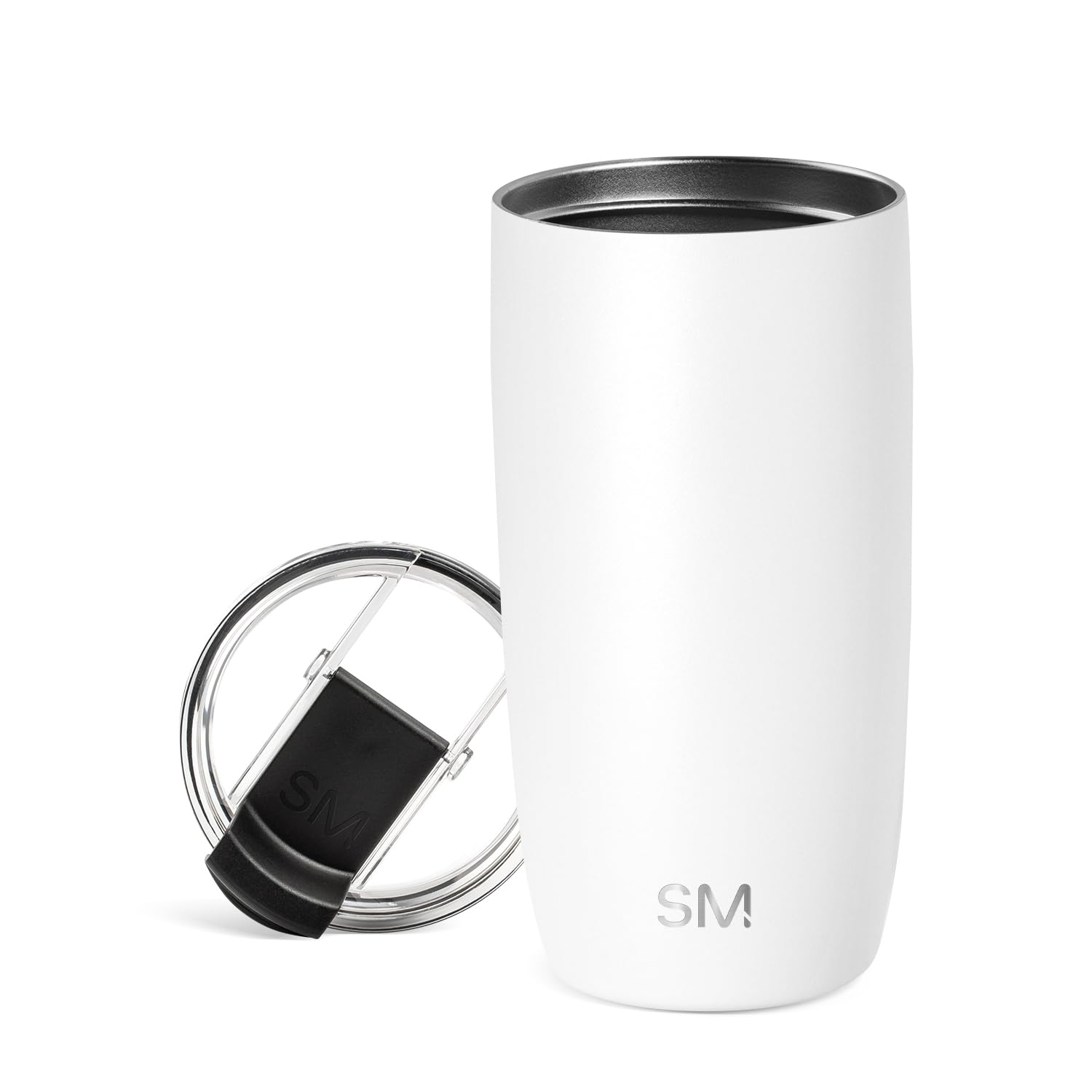 Simple Modern Travel Coffee Mug Tumbler with Flip Lid | Reusable Insulated Stainless Steel Cold Brew Iced Coffee Cup Thermos | Gifts for Women Men Him Her | Voyager Collection | 16oz | Winter White