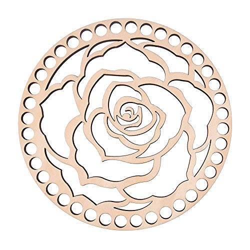 Image of GORGECRAFT Wooden Embroidery Floss Organizer Cross Stitch Thread Holder Storage Tool Floral Rose Round Thread Needlework Sorter Sewing Crafts for DIY Knitting Crochet Bag Bottom Flat Round with Flower