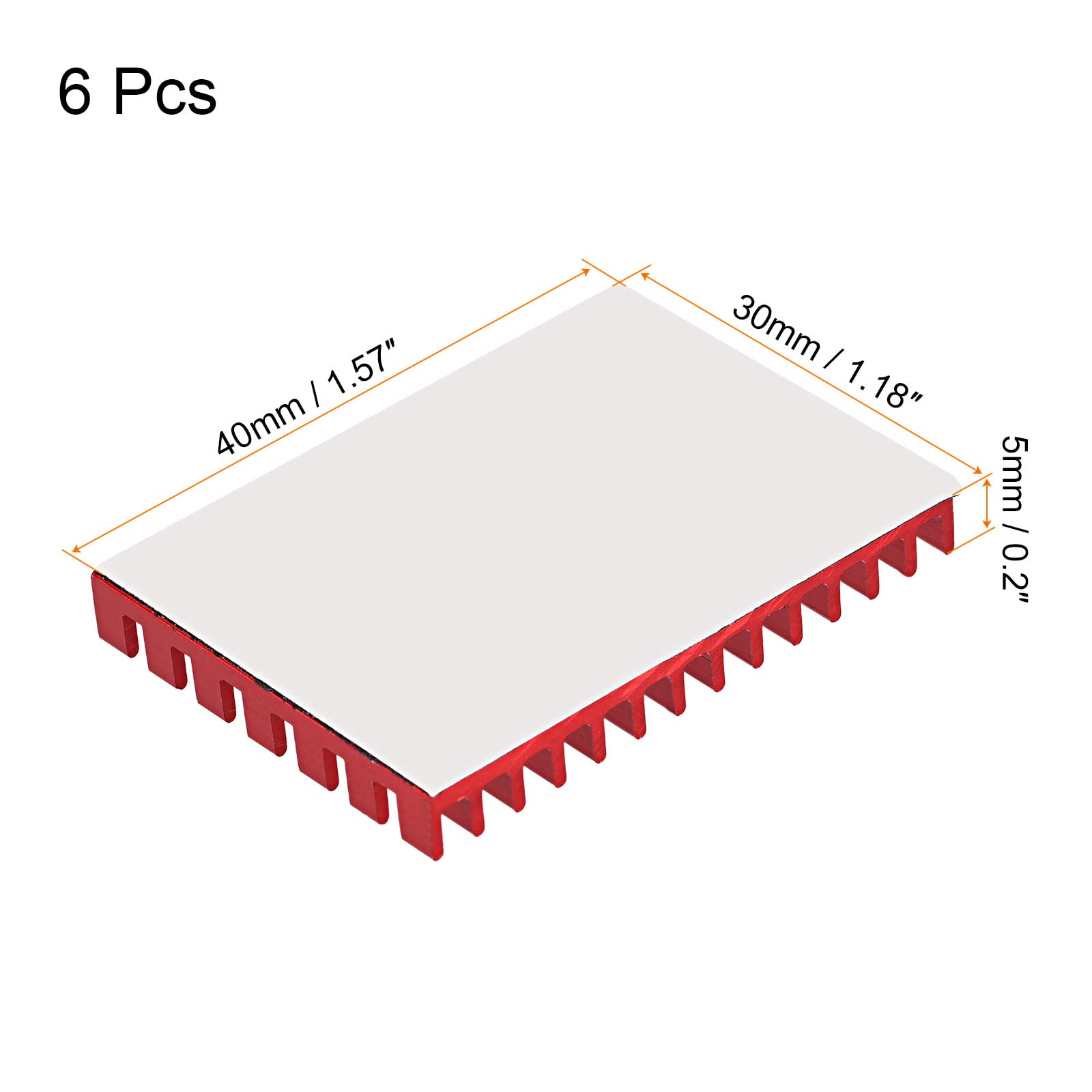 MECCANIXITY Electronic Radiator Module Cooler Aluminium Heatsink 30x40x5mm for CPU with Self Adhesive Pad Red Pack of 6