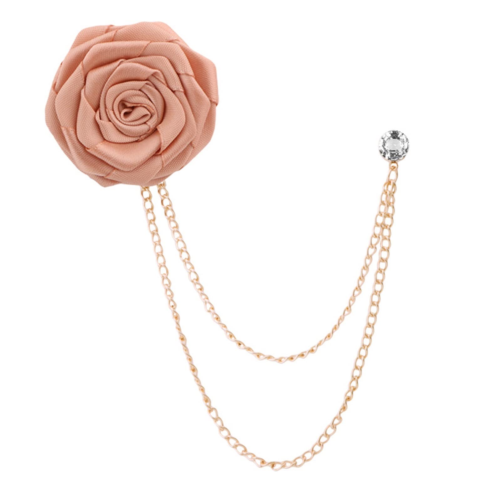 Bräutigam Hochzeit Tuch Kunst handgemachte Rose Blume Brosche Anstecknadel Abzeichen Quaste Kette Herren Anzug Zubehör