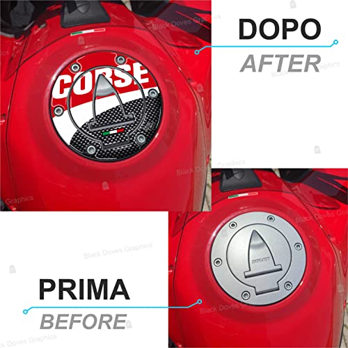 BLACK DOVES GRAPHICS 3D Motorrad-Tankaufkleber, Rot, Kratzfest, Harz, Schimmernd, Outdoor, Motorrad, Ducati Multistrada 950 1200 1260 S V2, Hypermotard 2020-2022