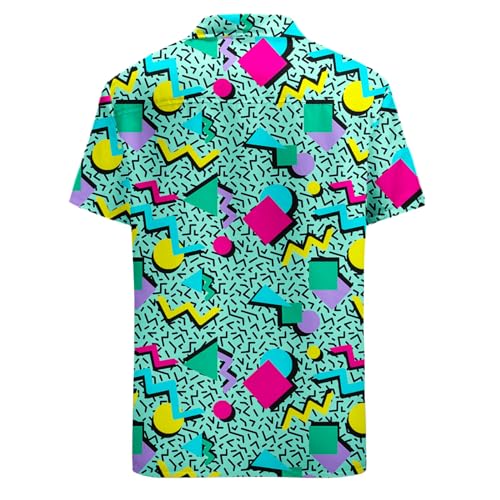 Artsadd 80s 90s Hawaiian Shirt for Men Vintage Button Down Short Sleeve Big and Tall Shirts Funny Party Disco Outfit2