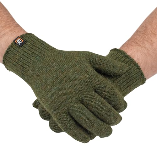 Evolution Knitwear Alpaca Knit Gloves - Made in The USA - Super Soft Baby Alpaca - Large - Moss Green