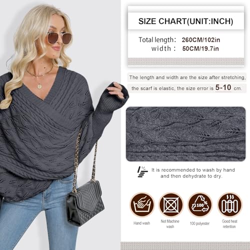 Multifunctional Scarf with Sleeves for Women,Winter Autumn Sweater Scarf Wrap with Sleeve3