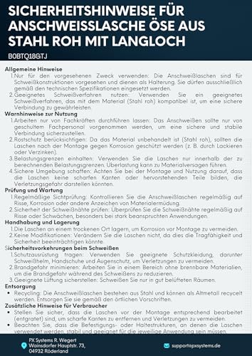 4 x Anschweißlasche Öse wahlweise mit Loch oder Langloch Stahl roh - Metall Eisen Halter Loch Lasche (4 x Anschweißöse 50 x 25 x 6 mm Langloch 12 mm)