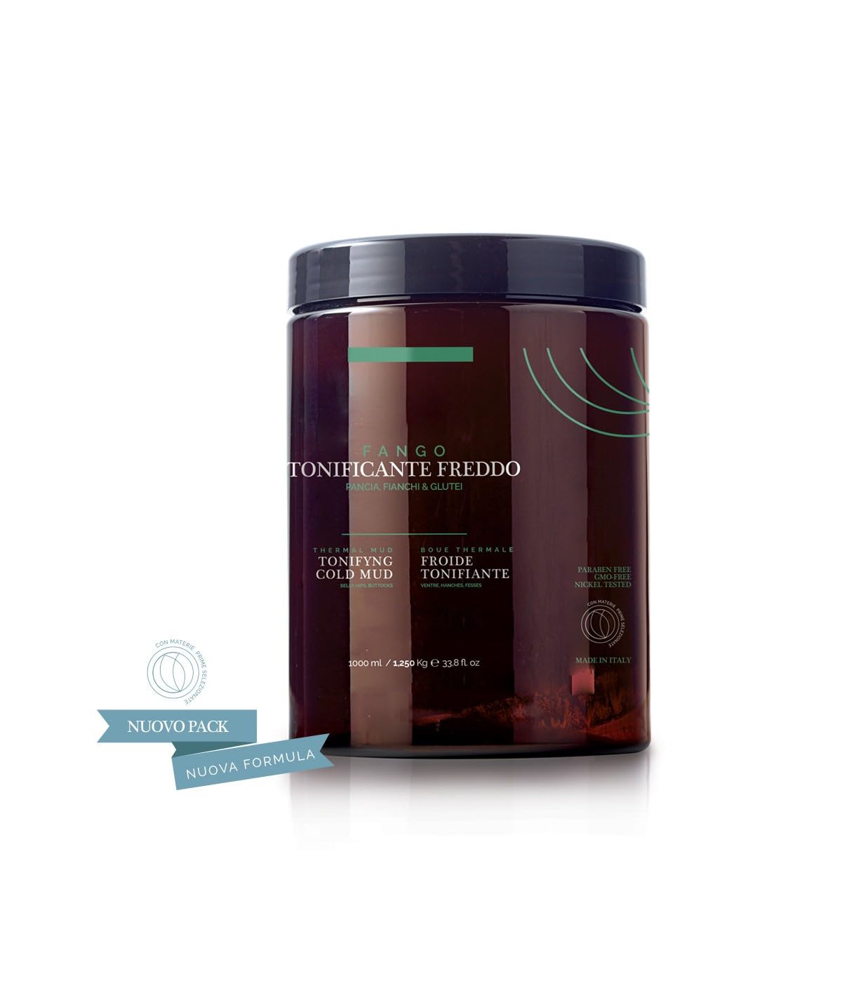 Sali di Ischia Pro [1,25 Kg] - Fango d’alga Tonificante Freddo con caffeina, carnitina, estratto di ananas, rusco e mentolo. Indicato in caso di inestetismi da cellulite, fragilità capillare.