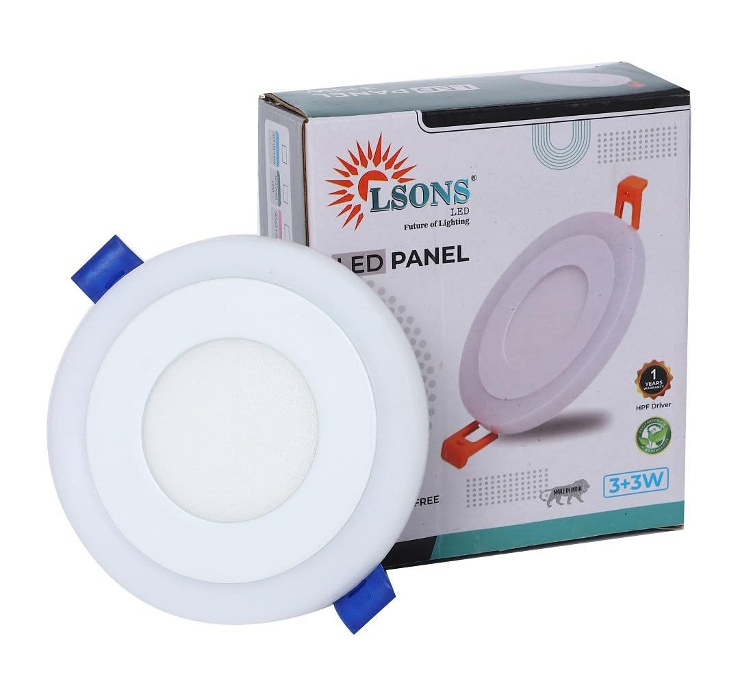 3+3W Round LED Panel Light (White + PGB Multicolor) | Slim Recessed Ceiling Light | Flicker Free | PF 0.90 | 90-300V AC | 1 Year Warranty | Made in India-image-2