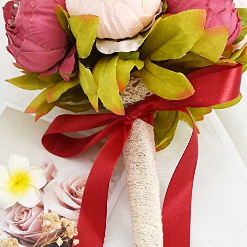 TONIFUL 4cm X 22M Wide Dark Red Satin Ribbon Solid Fabric Ribbons for Valentine's Day Wedding Car Decoration Chair Sash Crafts Gift Wrapping Cutting Ceremony Table Bows Floral Sewing Party Decoration - Image 3