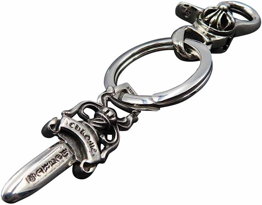 シルバー925 キーリング キーチェーン キーホルダー クロス フローラル