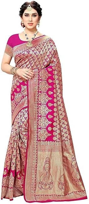 Women's Trendy Banarasi Kanjivaram Navy Color Art Silk Saree with Blouse Material