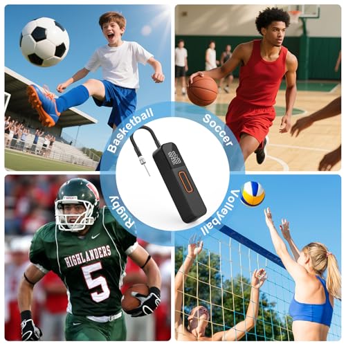 Image of Ball Pump for Sports Balls, Electric Basketball Pump with 2 Needles &1 Air Nozzle, Digital Display Pressure Gauge, Fast Inflation, Ball Pump for Basketball Soccer Football Volleyball