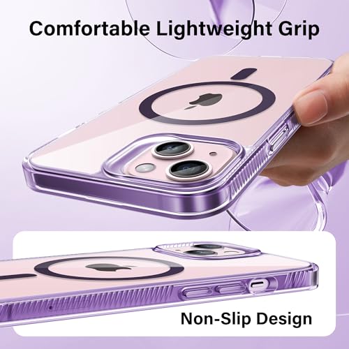 Supdeal Magnetic Clear Case for iPhone 15 Plus, [Compatible with MagSafe] [Non Slip Bumper & Not Yellowing] Military Grade Shockproof Transparent Silicone Phone Cover, 6.7", Purple by Supdeal - Used condition - Image 5
