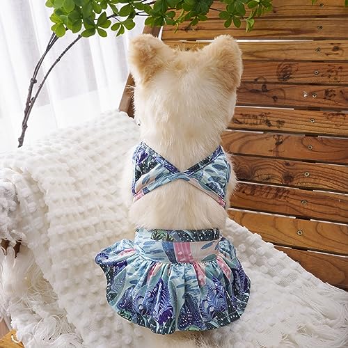 Image of Dog Bikini Swimsuit Summer Puppy Bathing Dress Beach Clothes Cat Costume for Puppy Dog Cat (XL, Waterweeds)