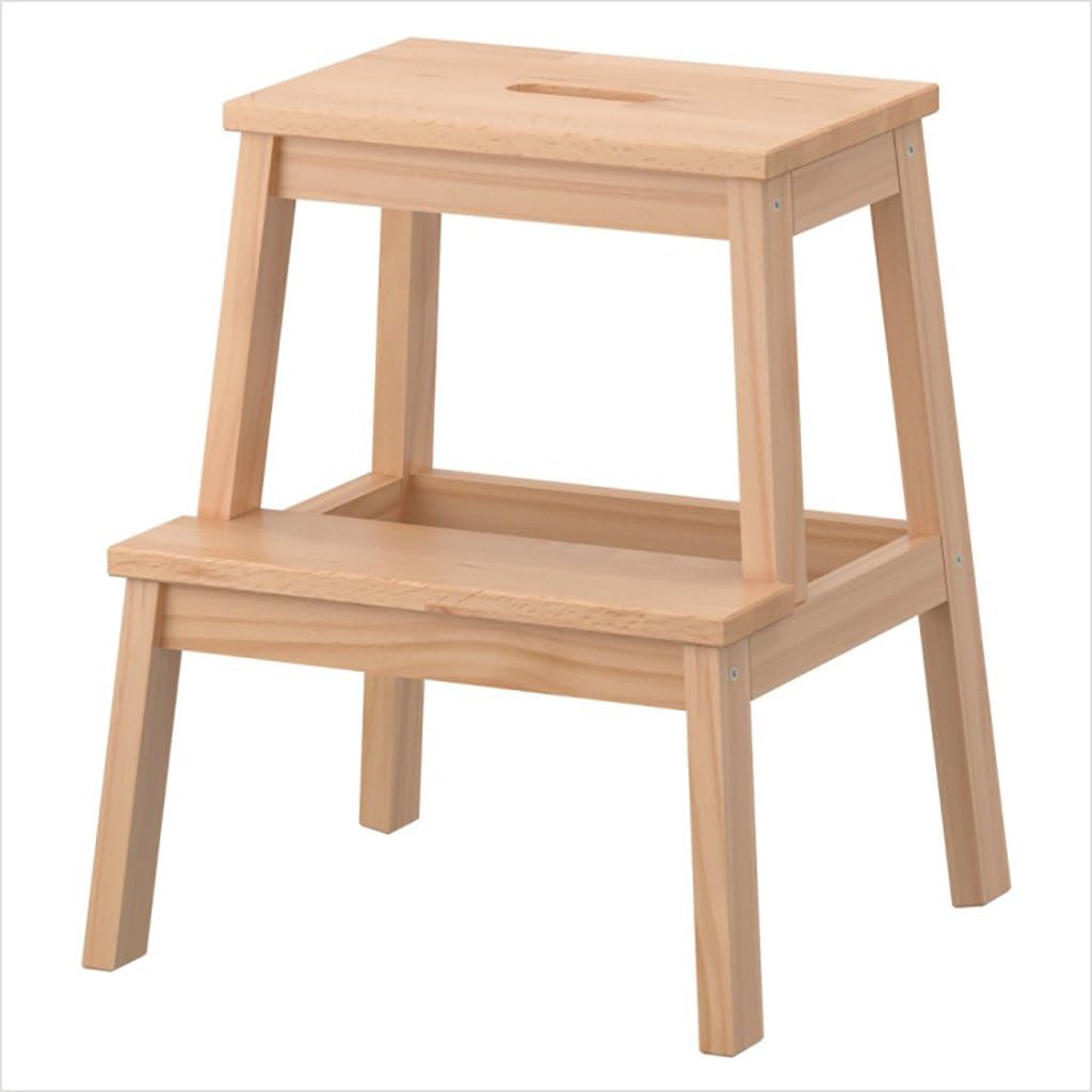 LUNEZY Folding Chair Stairs Multifunction Dual Use 2 Steps Solid Wood, 45 * 39 * 50CM