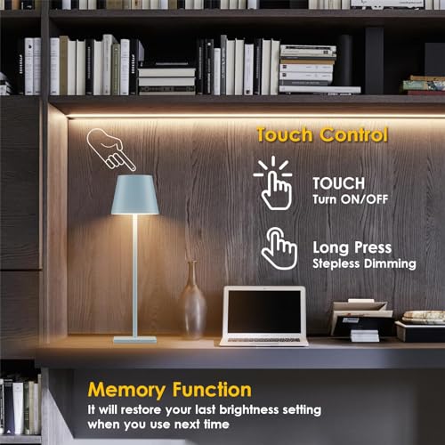 Aoceley HT-010 2 Packs Rechargeable Led Table Lamp,Outdoor Cordless Table Lamp Waterproof Portable, Stepless Dimmable Modern Lamp thumb #2