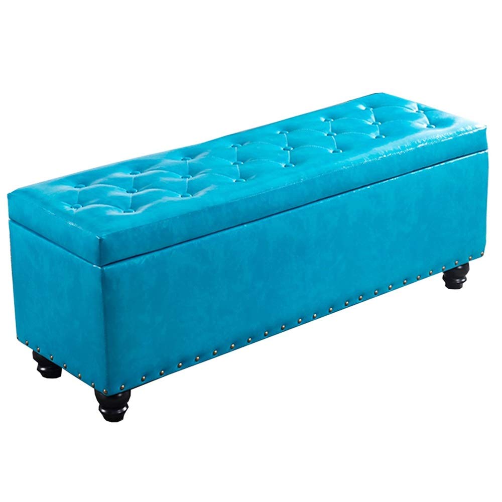 Repose-pieds rembourré bleu et pouf de salon robuste charge maxi 150 kg
