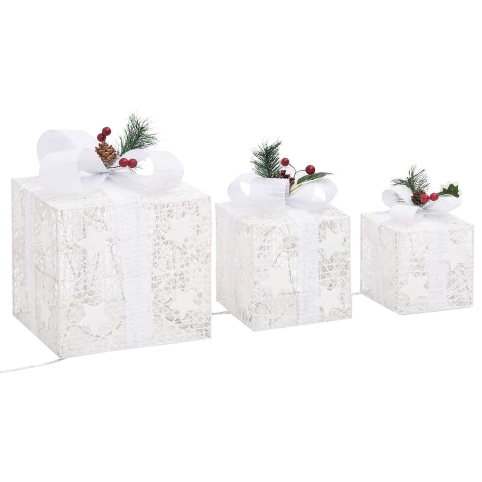 Cajas Decorativas 3 Piezas, Figuras De Navidad Exterior, Decoración Exterior Navidad, Adornos Navideños, Figura Luz Navidad, Plateado