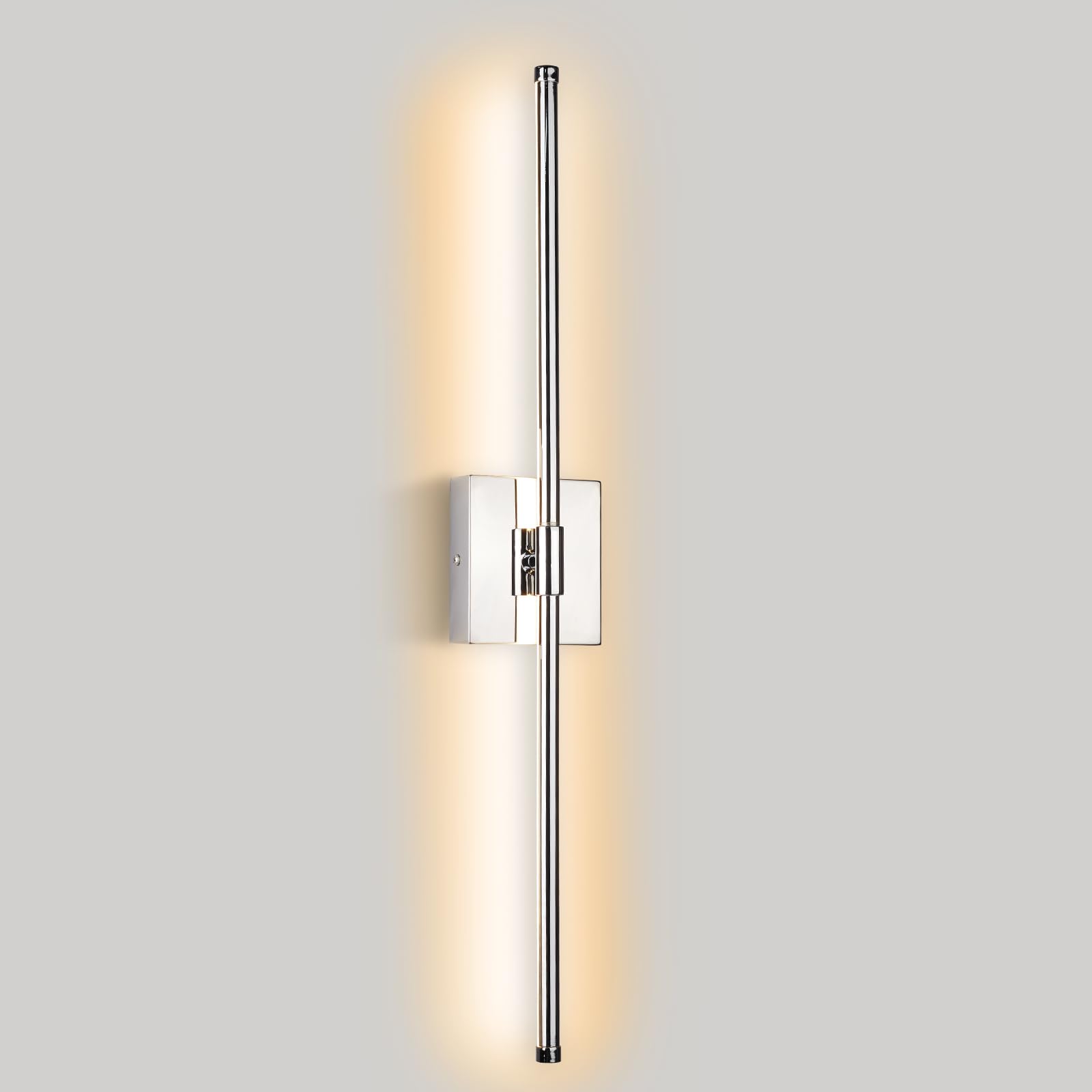Goosebrite Modern LED Wall Sconces, Hardwired Wall Sconces, 3000K Warm Light Wall Lamp, Wireless Wall Light Fixtures for Living Room, Bathroom, Bedroom, Chrome