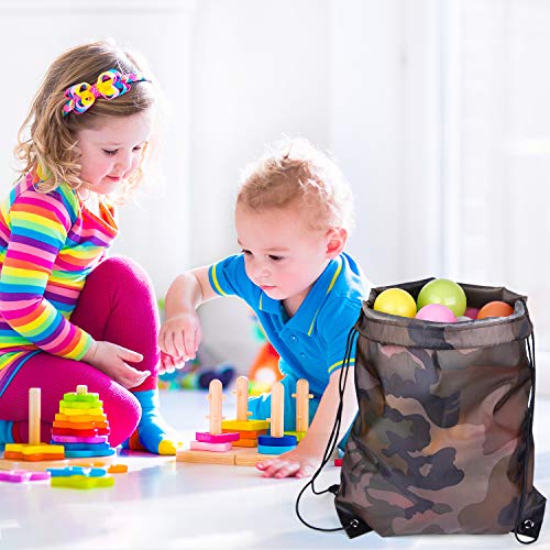Image of KUUQA 12 Pack Camouflage Drawstring Backpack Bulk String Backpack Cinch Kids Sport Bags Storage Bags for Gym Traveling (Camouflage)
