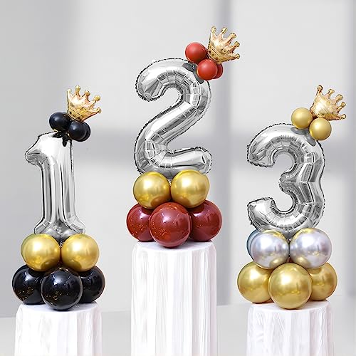 Image of 40 Inch Silver Number Balloons, Helium Mylar Foil Number Balloons for Birthdays, Number 2 Balloon for Party Wedding Bachelorette Birthday Bridal Shower Anniversary Celebration Party Decorations