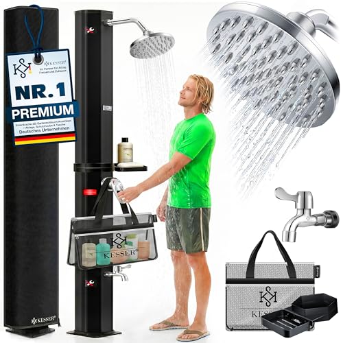 KESSER® Solardusche 35 Liter Solar Gartendusche Inkl. Schutzhaube | warmes Wasser | max. 60°C ohne Stromanschluss Pooldusche Camping| Regenduschkopf...