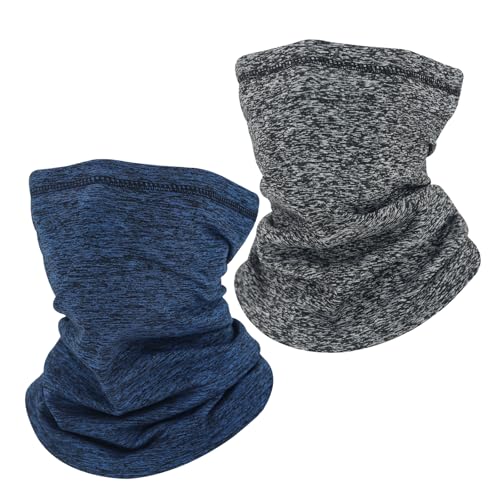 2Pack Winter Neck Warmer Gaiter men&women,motorcycle Mask Face Cover Balaclava Scarf for Cold Weather Sportfor Hiking Cycling (Dark linen gray, Navy;)