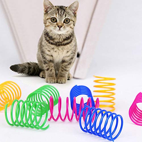 Brinquedos de mola para gatos Suxgumoe, 20 peças coloridas de plástico para animais de estimação e g