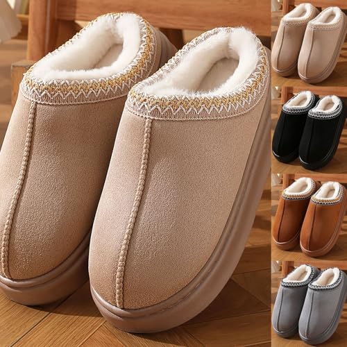 Women's Slippers Fuzzy Cozy Short Ankle Shoes Indoor and Outdoor Non Slip Memory Foam Platform Slippers Suede Faux Fur Fuzzy Slipper Winter Home Shoes4