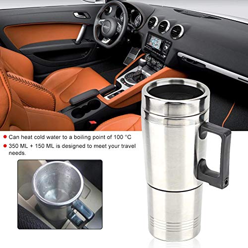 Tetera eléctrica para auto Qiilu, 12V, 350ml acero inox miniatura 2
