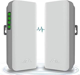 5.8G Wireless Bridge PTMP WiFi PTP Point to Point Long Range Outdoor Wireless Access Point Extender Network CPE 2KM Transmission Distance with 12DBi Antenna 2 LAN 100MBps 24V PoE Power Supply 2 Pack